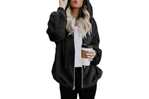 Nirovien Womens Sherpa Jacket Fuzzy Zip Up Hoodie Oversized Fleece Jackets Fluffy Coat with Pockets