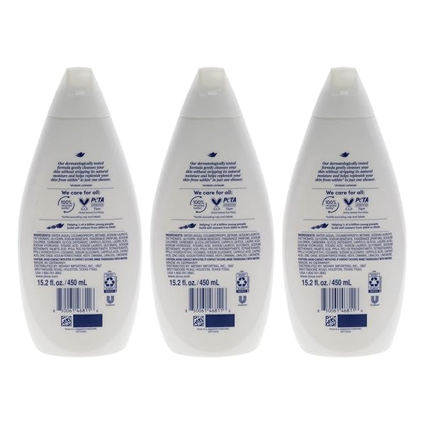 DOVE BODY WASH – HYDRATE FOR UNISEX – 15.2 OZ BODY WASH (PACK OF 3)