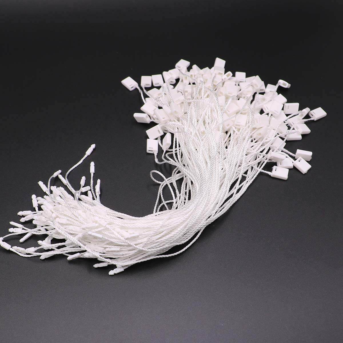 300Pcs 18cm(7 inch) White Hang Tag Nylon String Snap Lock Pin Loop Fasteners Hook Ties