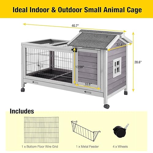 Aivituvin Rabbit Hutch Indoor Bunny Cage Outdoor Bunny House with