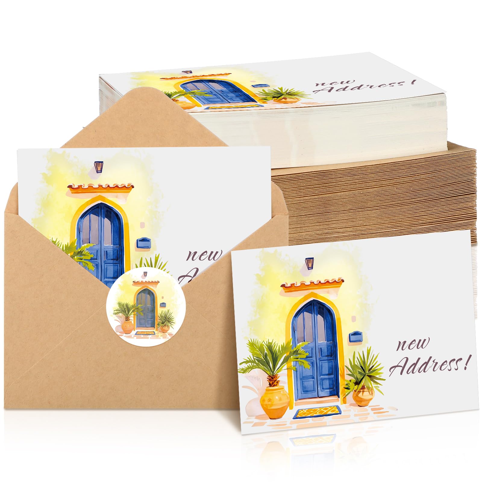 Photo 1 of Affrolling 50 Sets Change of Adress Postcards with Envelopes New Adress Cards for New Home Watercolor Hydrangea and Front Door Design Moving Announcement Cards for Housewarming(Front Door)