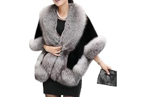 OLD DIRD Old Dlrd Women's Winter Faux Fur Coat Wedding Bride Cloak Cape Shawl for Evening Party