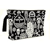 ARPTCN Goth Makeup Bag - Witchy Skull Canvas Makeup Bag, Witchy Themed Lover Gifts for Girls Women Mom, Cosmetic Travel Bags for Women