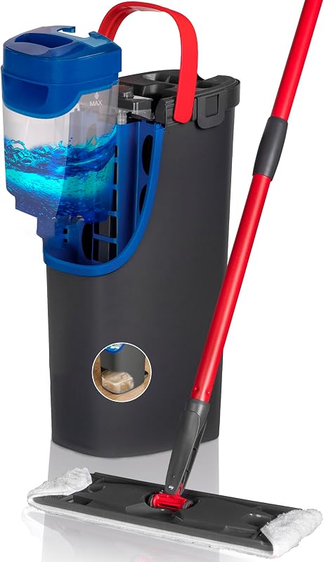 H2Pro Sistema de Mopa Plana, Microfibra Gris y Azul