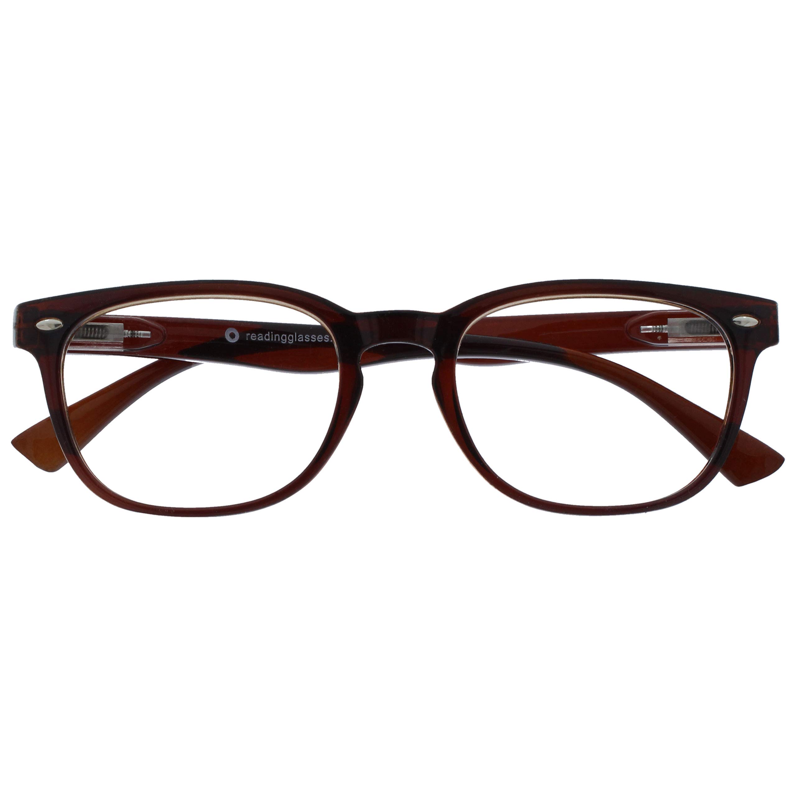 OPULIZE ORA Reading Glasses for Men Women - Designer Style Rounded Frame - Scratch Resistant - Spring Hinges - Dark Brown +1.00