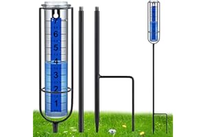 Ricihene Rain Gauge Upgrade, 7" Freeze-Proof Rain Gauge Outdoor Best Rated, Large Clear Numbers and Adjustable Height - Stylish and Practical Rain Measuring Tool for Garden, Lawn, Patio