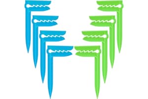 SHIDOW Beach Stakes, Outdoor Towel Anchor Stakes Picnic Mat Clips, Clamps Picnic Blanket Holders, Towel Sand Spikes, Beach Accessories for Vacation (8 PCS Green, Water Blue)