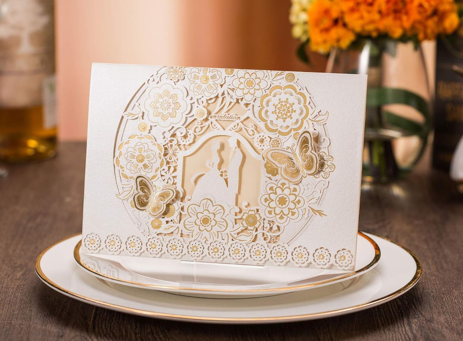 Tennove 25PCS Invitation Cards Laser Cut Wedding Party Invitations Cards with Lace for Wedding Engagement Party,White