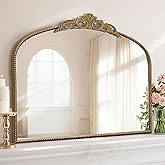 Micasso Large Gold Antique Mirror: 40"x 30" French Baroque Arched Mirror - Traditional Ornate Vintage Mirrors for Wall/Mantel