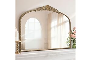 Micasso Large Gold Antique Mirror: 40"x 30" French Baroque Arched Mirror - Traditional Ornate Vintage Mirrors for Wall/Mantel/Entryway/Bathroom/Hallway - Home Decor for Living Room