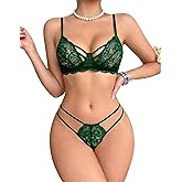 Avidlove Lingerie Sets for Women Sexy Lace Bra and Panty Set Wireless 2 Piece Lingerie Outfit