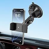 A2C Heavy Duty Suction Cup Phone Mount with Aluminum Alloy Arm & Clamp, 66LBS Vacuum Suction Phone Mount for Windshield Dashboard, Universal Car Phone Holder for All Phones Fit Jeep Wrangler, F150