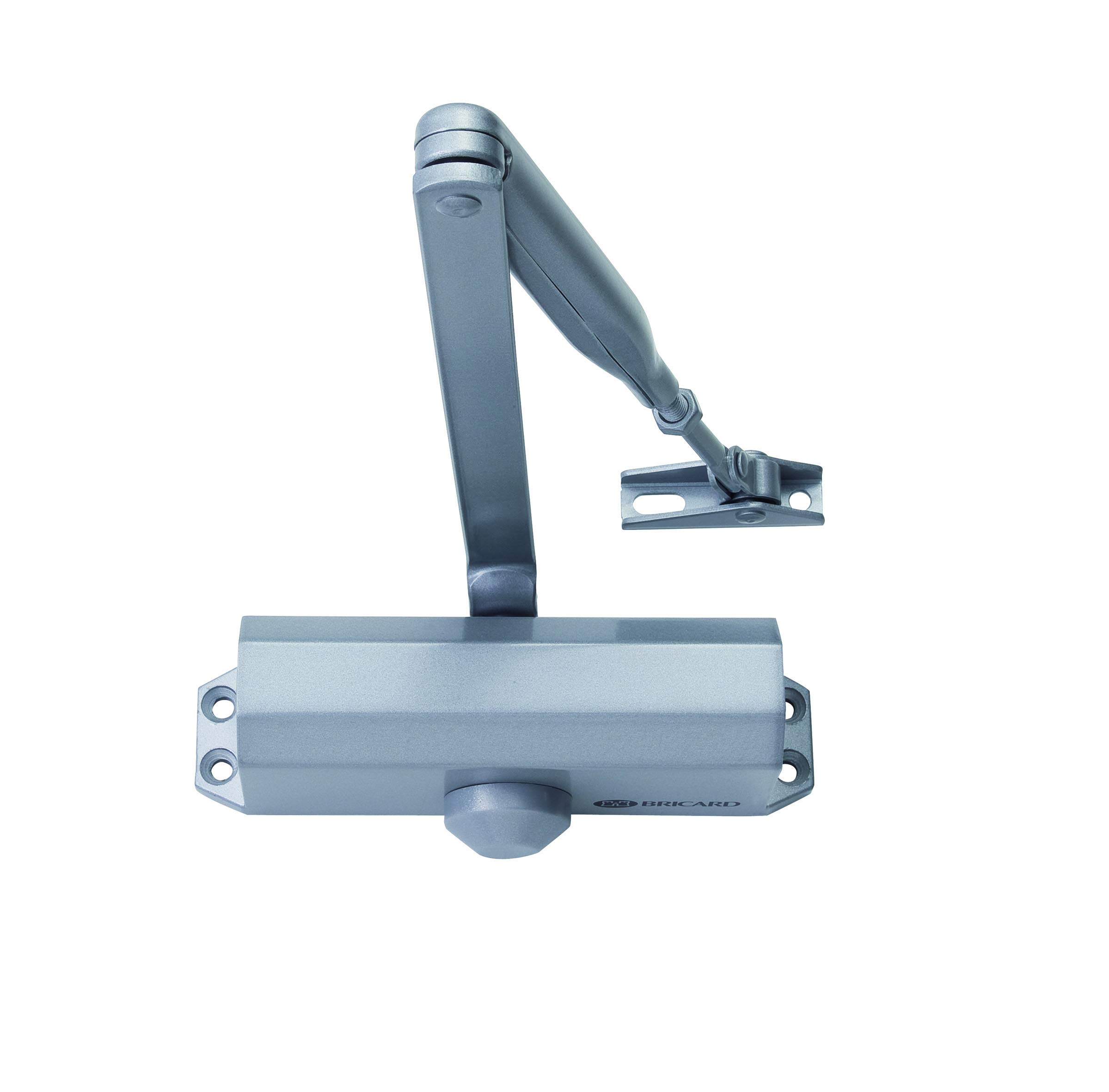 Bricard 6100107 Door Closer with Compass Arm Strength 2 to 4 (up to 80 kg), Rack Sprocket Technology, Silver Colour
