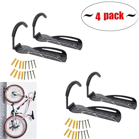 Auwey 4pcs Adjustable Bike Wall Mount Hook Rack Holder Bicycle Hanger Storage Vertical Bike Hook For Indoor Shed Heavy Duty Holds Up To 66 Lb