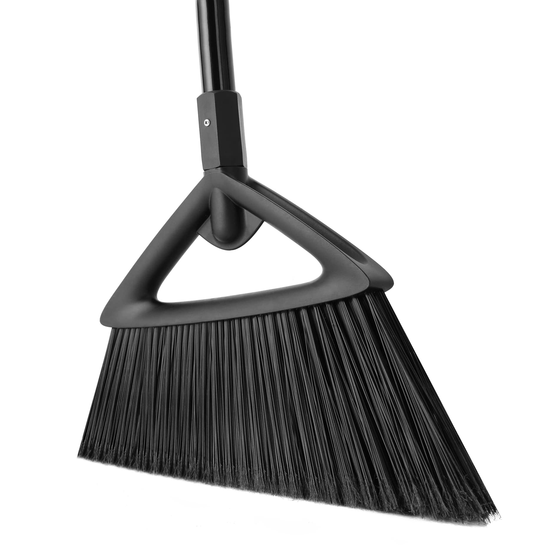 Photo 1 of Eyliden Broom, Angle Broom with 57" Long Handle - Fit Heavy-Duty Cleaning, Also Works Well Fine Dust - Commercial Outdoor Indoor Sweeper for Courtyard, Sidewalk, Deck, Kitchen, Lobby, Garage, Black
