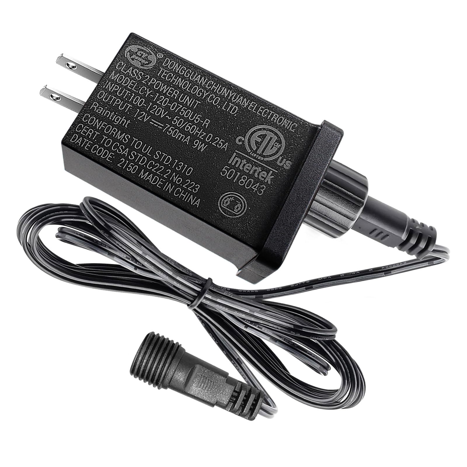 Photo 1 of 12V 9W LED Controller with Extension Cord, 0.75A Class 2 Power Supply Ip44 Low Voltage Transformer US Plug for Christmas String Light Inflatable Decorations