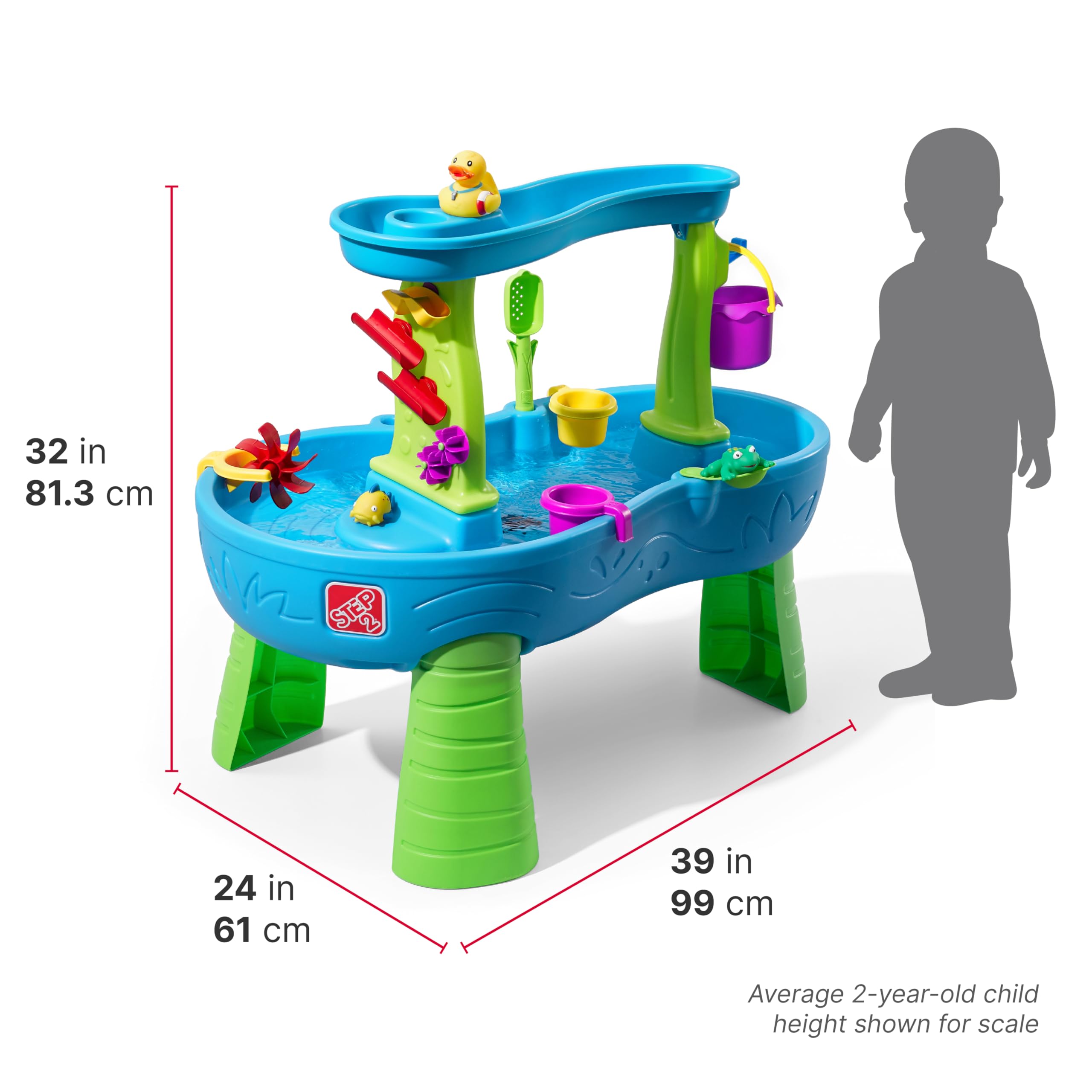 Step2 Rain Showers Wasserspieltisch | Großer Wassertisch mit 13-teiligem Zubehörset | Garten Wasser Spieltisch für Kinder in Blau und Grün 3