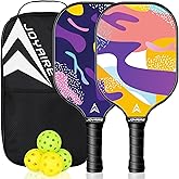 JOYAIRE Carbon Fiber Pickleball Paddles Set of 2, USAPA Approved T700 Raw Carbon Face, Lightweight 7.5oz Honeycomb Core Pickle Ball Rackets, High Spin, Includes 4 Balls & Portable Bag