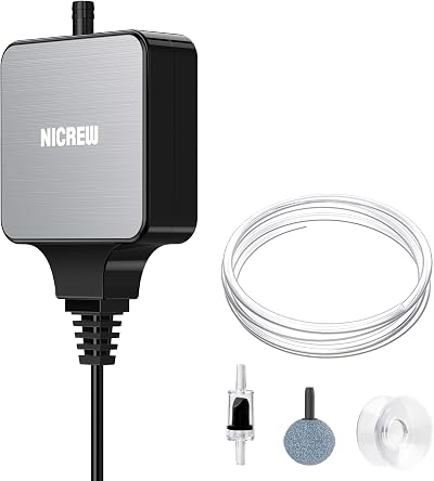 NICREW Nano Silent Aquarium Air Pump Ultra Quiet 33dB with Check Valve
