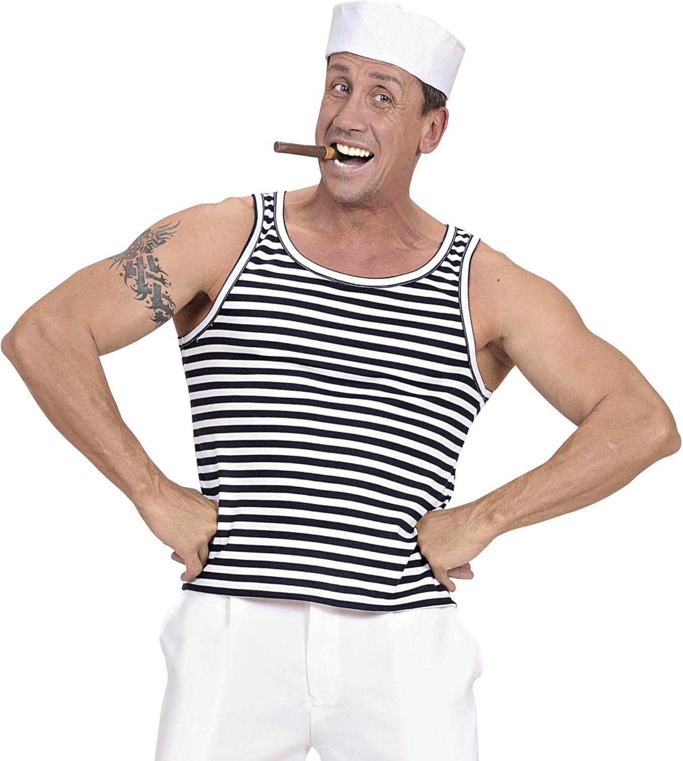 xL Striped Sailor Shirt Costume Extra Large for Sea Navy Fancy Dress, Multi-coloured - Image 4