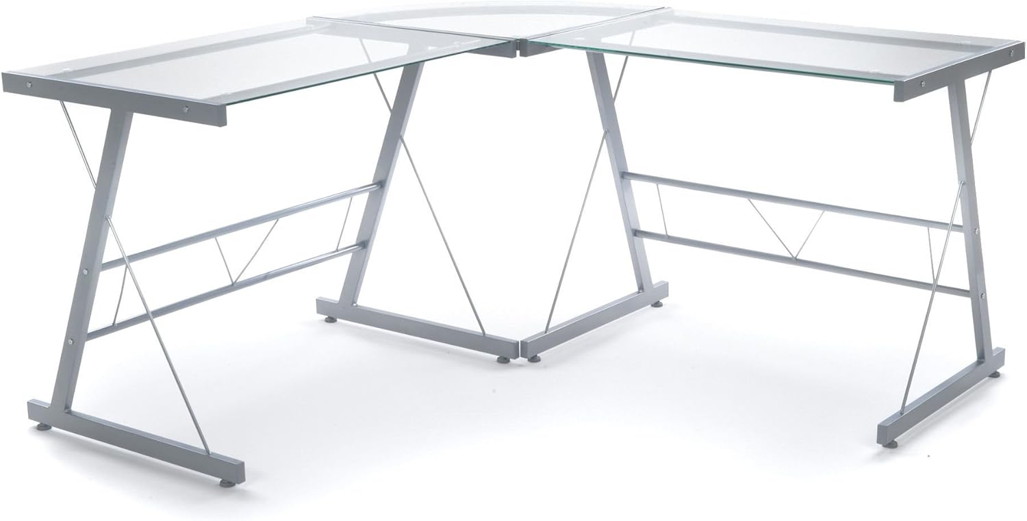 Alinea Urban Bureau D Angle En Verre Trempe Gris 150 0x74 0x150 0 Amazon Fr Cuisine Maison