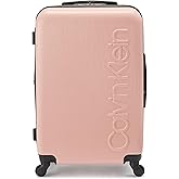 Calvin Klein Women's Hard Side Upright Luggage Spinner Light Weight Suitcase, Mellow Rose, Medium