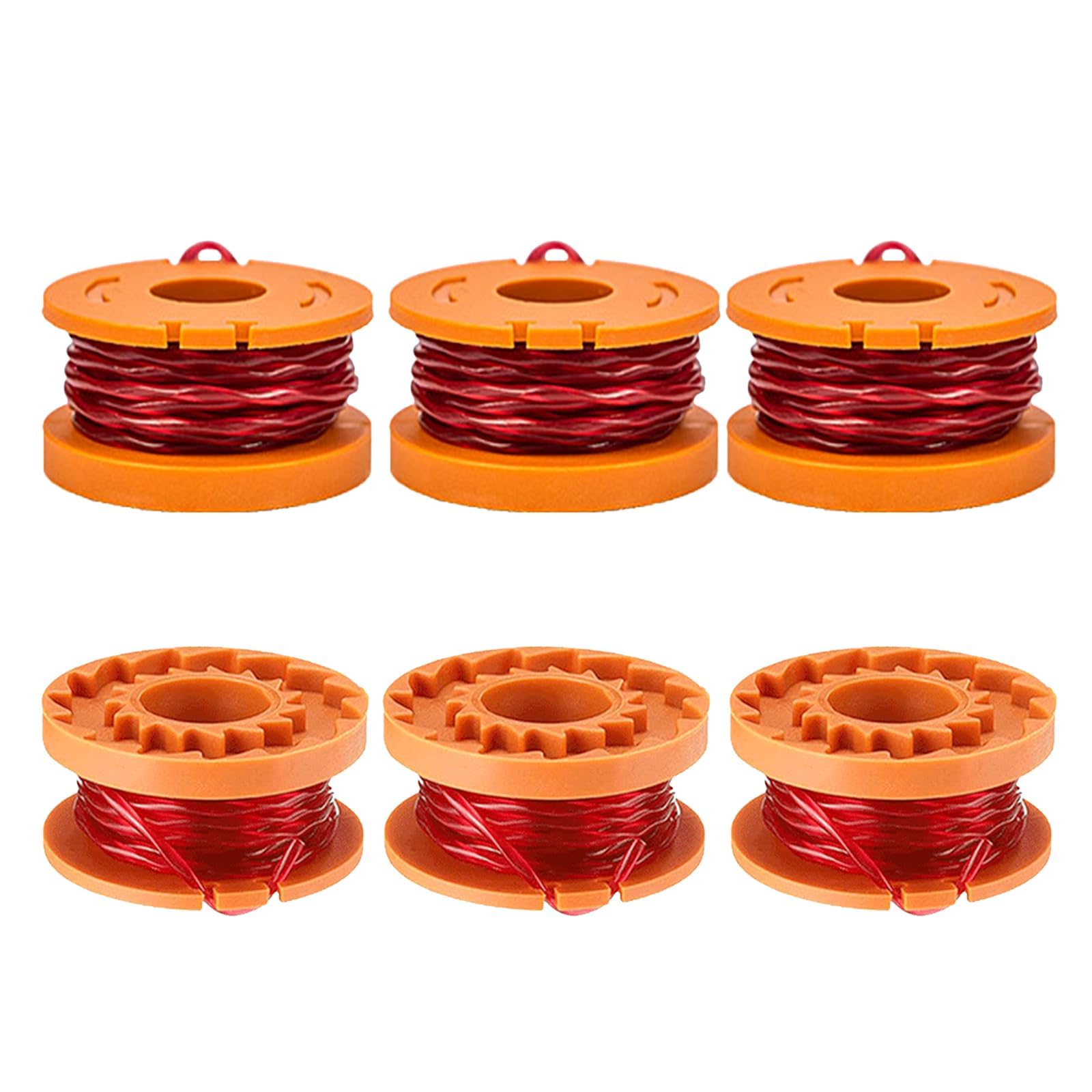 Viilich 6 Pcs Lawn Mower Strimmer Spool,Replacement Spools for Worx WA0010,compatible with Worx WG150, WG151, WG151.5, WG152, WG153 Grass Trimmer,1.65mm 10 Feet Autofeed Grass Strimmer Trimmer