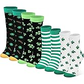 Tarpop 6 Pairs Saint Patrick's Day Socks Shamrock Cotton Unisex Funny Saint Patrick's Day Socks Gifts for Men's Women(Shamrock)