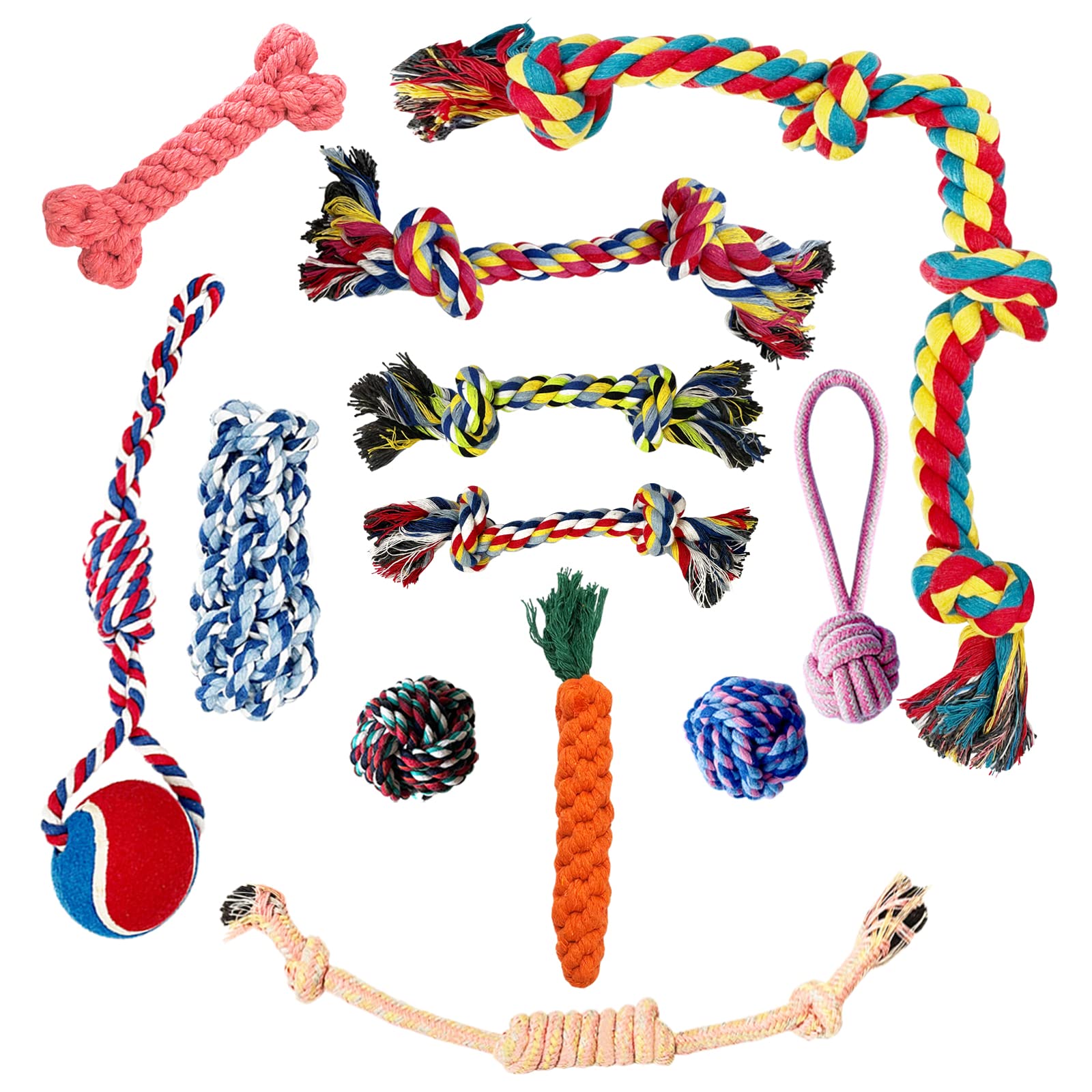 SHCNSJC Dog Toys Puppy Teething Rope Chew Toy for Small Dogs Indestructible for Boredom Interactive Large Tough Ball On A Ropes Medium & Small Chew Toy