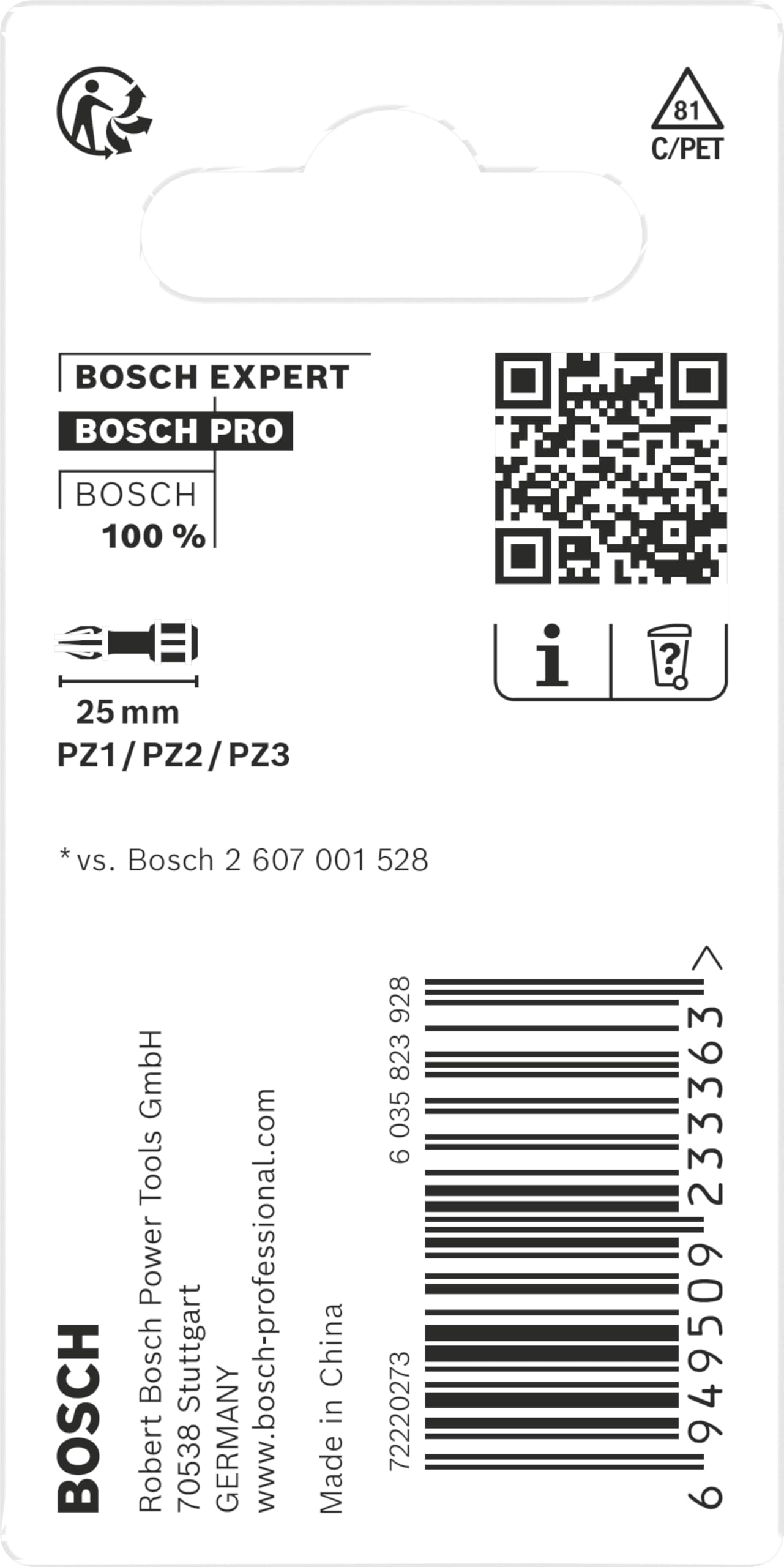 Bosch 3x PRO Pozidriv Impact Bit (100 x 50 mm, Professional Zubehör Schraubendreher, Schraubendreher) 3