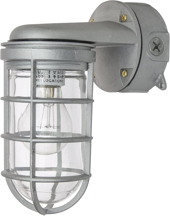 Sunlite VTA100 5.5Inch 150Watt Vapor Proof Vandal Proof Outdoor Fixture, Metallic Finish Clear