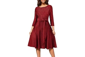 DRESSTELLS Cocktail Dress for Women, Vintage Modest Wedding Guest 3/4 Sleeves Fall Dresses 2024, Formal Church Dress