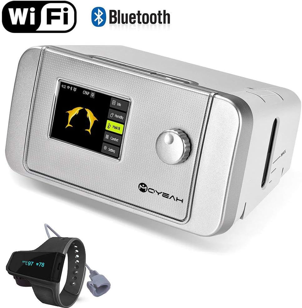 FIRMERS Home Air Filter Humidifier Ventilator Machine, Air Purifier Sleep Aid Breathing Tube Insert 4GB SD Card WiFi Internet Connect,Bpap with Watch