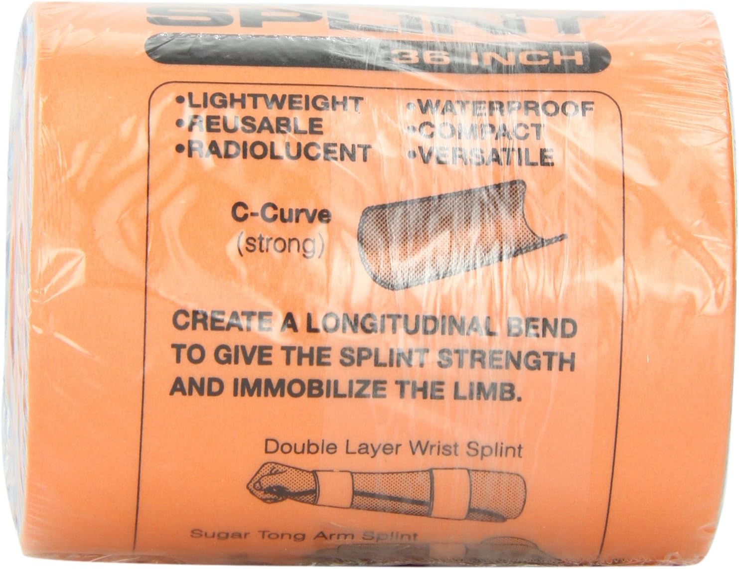 SAM Rolled Splint 36", Orange/Blue: Health & Personal Care