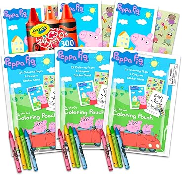 Peppa Pig Confezione Da Colorare Bomboniere Con Adesivi Pastelli E Libro Di Attivita Da Colorare In Un Sacchetto Richiudibile Amazon It Giochi E Giocattoli