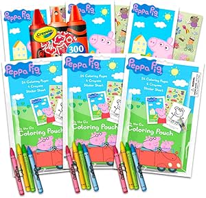 Amazon.com: Peppa Pig Coloring Pack Party Favors with Stickers, Crayons