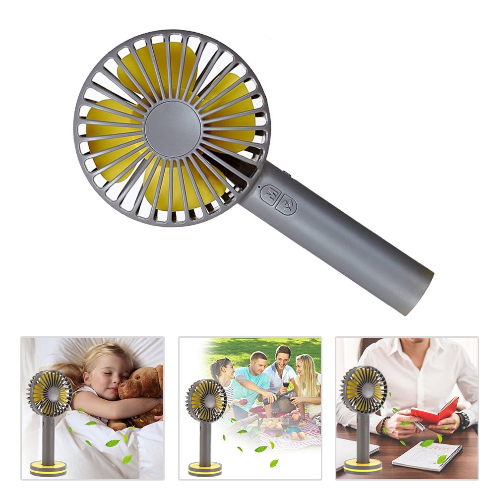Niubity Mini Handheld Personal Fan Rechargeable Battery Powered 3 Speed Portable Adjustable Table USB Fans Travel Cooler 2000mAh(Gray)