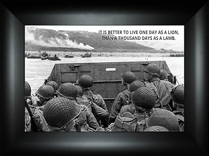 Courageous By Todd Thunstedt 18x24 Omaha Beach Normandy World War Two Ii Patriotic Soldier Military War Constitution Washington Bald Eagle Framed Art