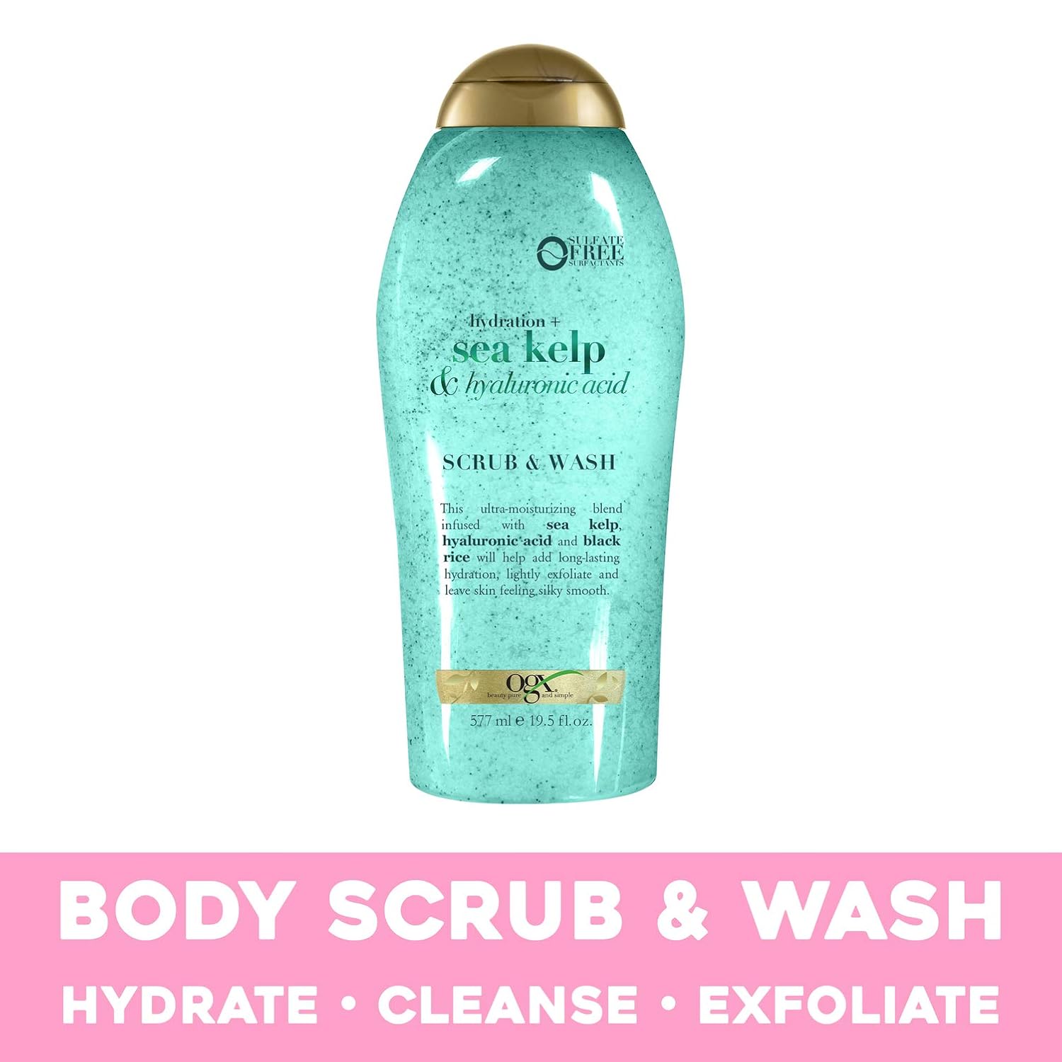 OGX Hydration + sea kelp & hyaluronic acid exfoliating body scrub, 19.5 Ounce : Beauty