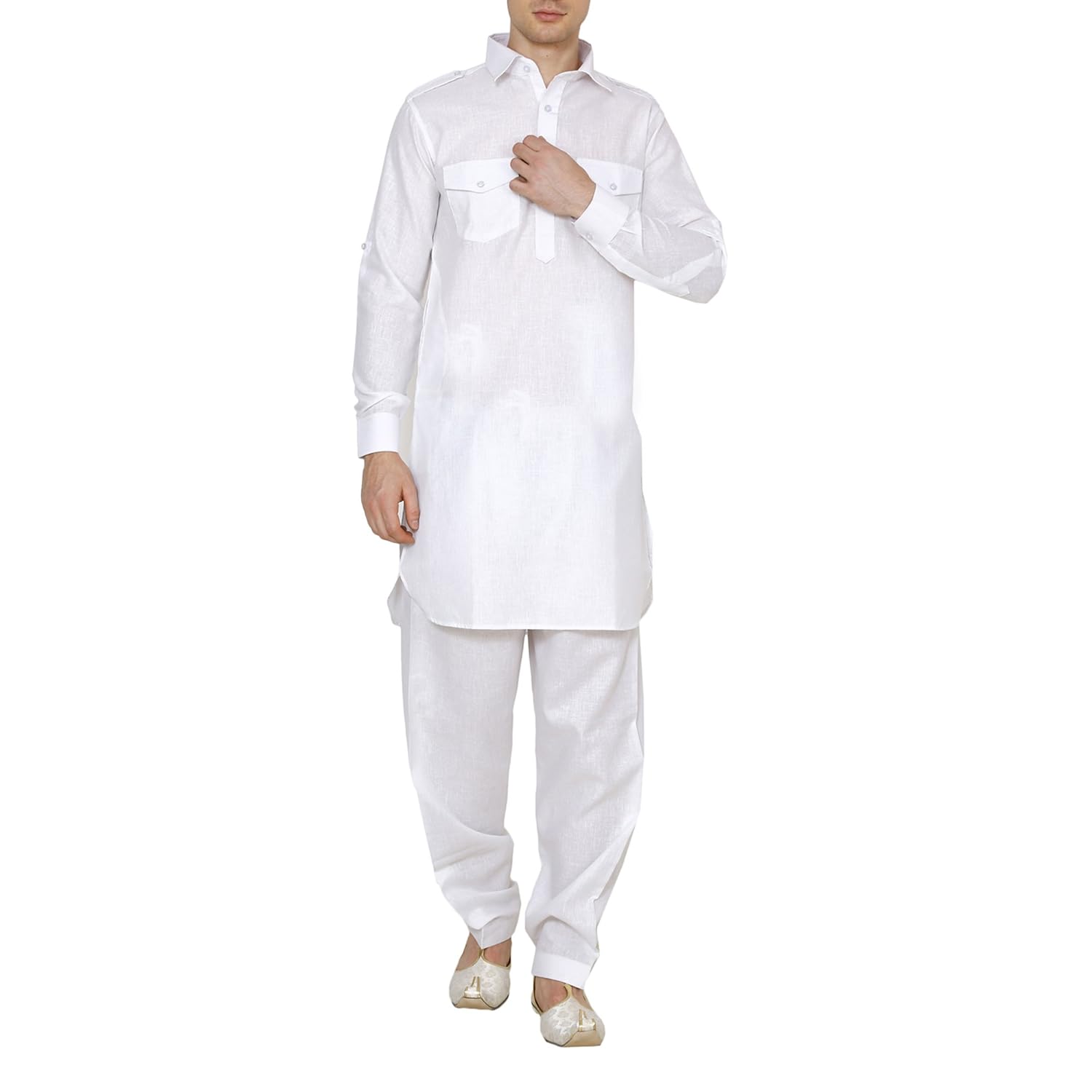 royal kurta men's linen pathani suit