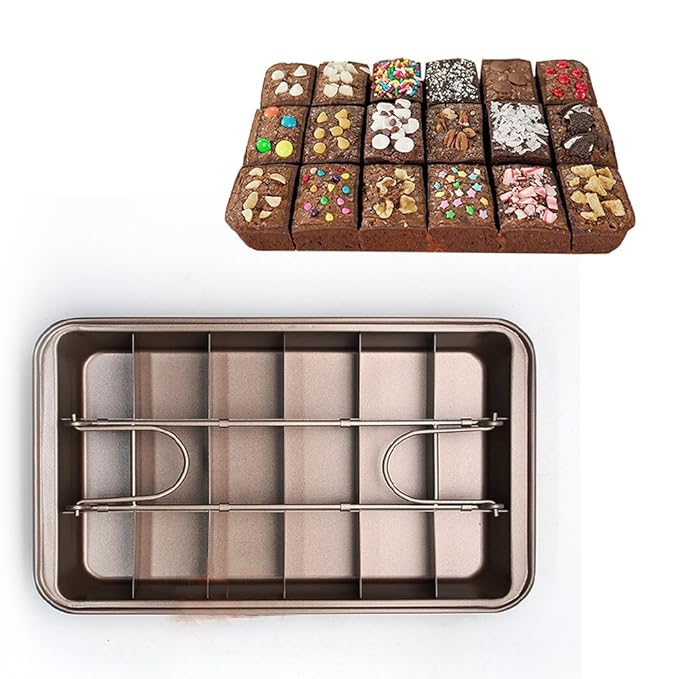 MZCH Nonstick Brownie Pan Tin with Dividers, Heavyduty Divided