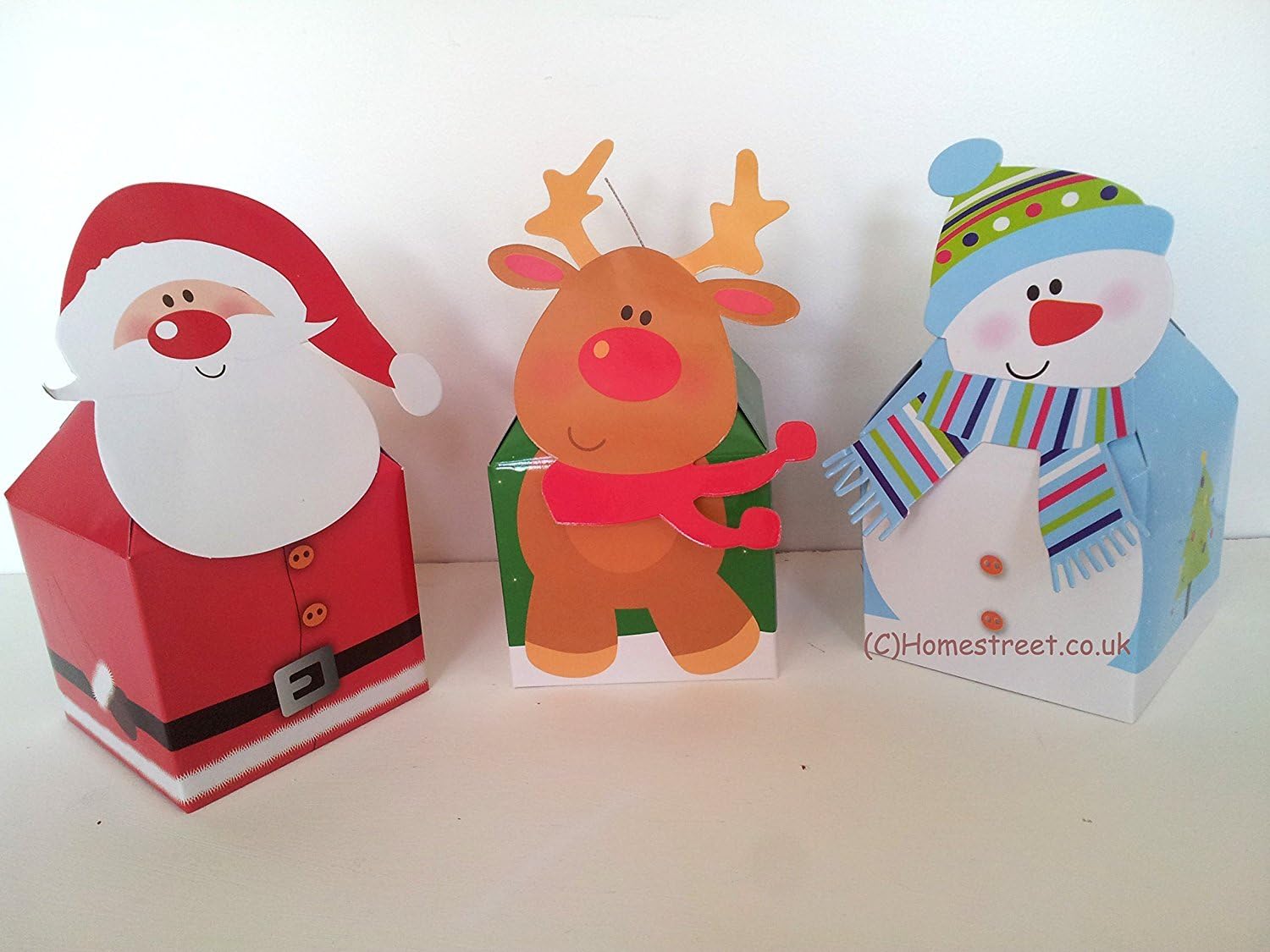 Homestreet Christmas Character Gift Boxes - Snowman, Reindeer And Santa Pack 3 Xmas Favour Box