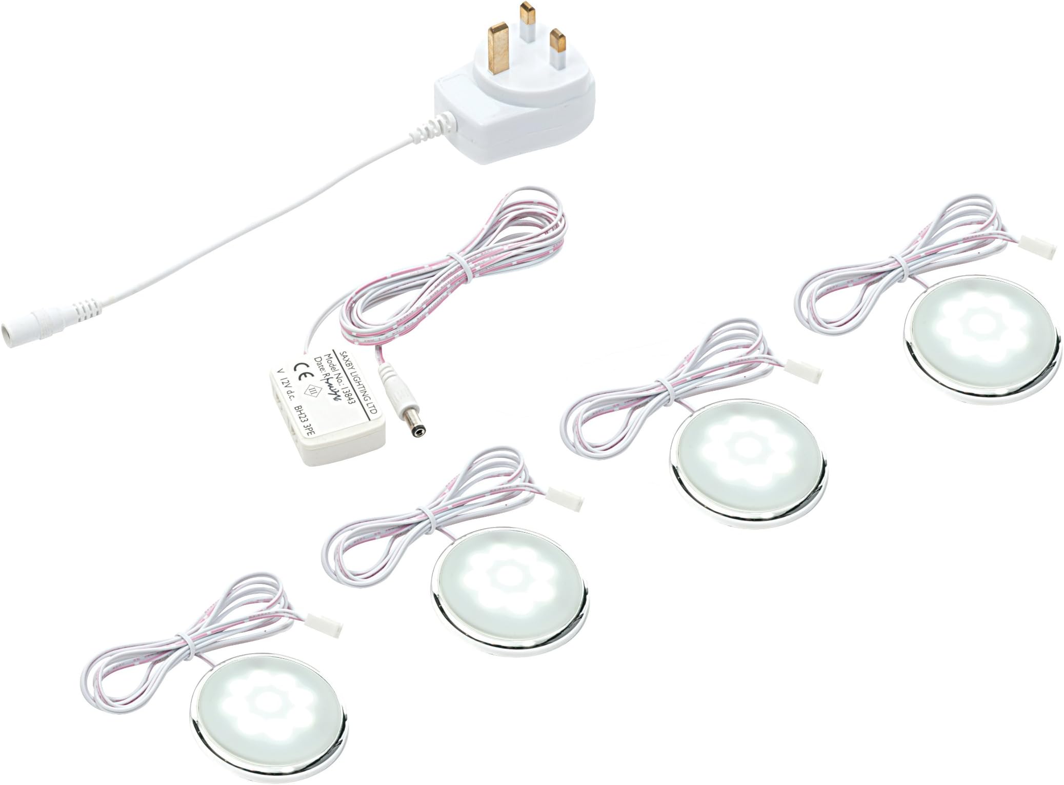 Saxby Zest 0.75W Daylight White Chrome Effect Under Cabinet LED Lighting Kit Pack
