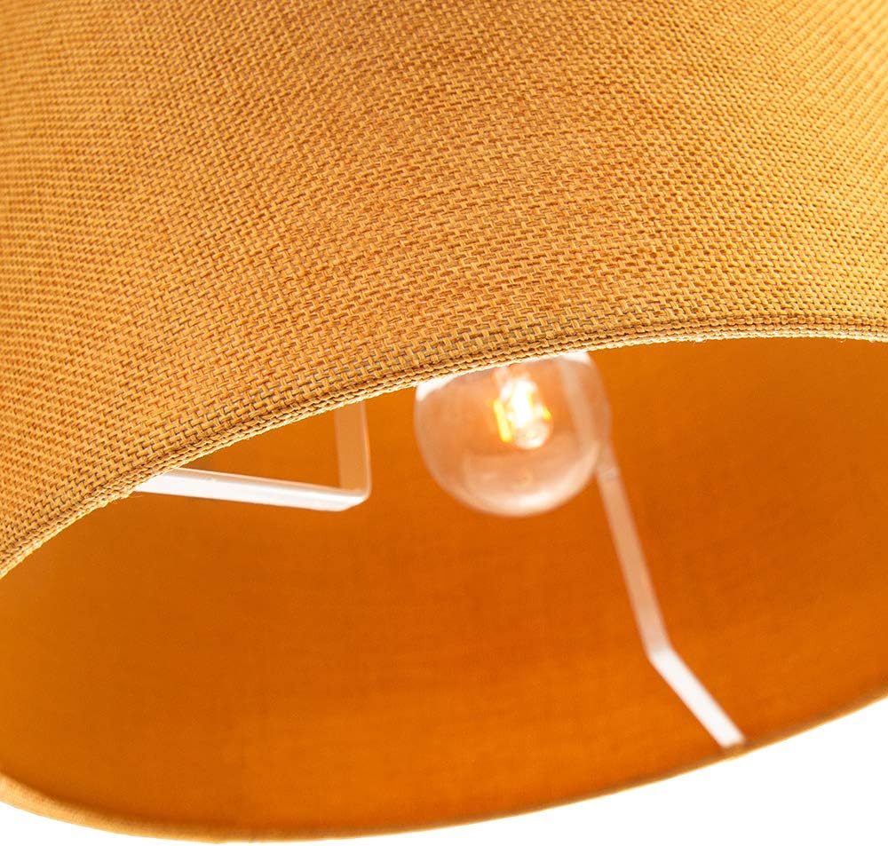 Contemporary and Sleek 12 Inch Ochre Linen Fabric Drum Lamp Shade 60w Maximum, 12" Drum - Image 5