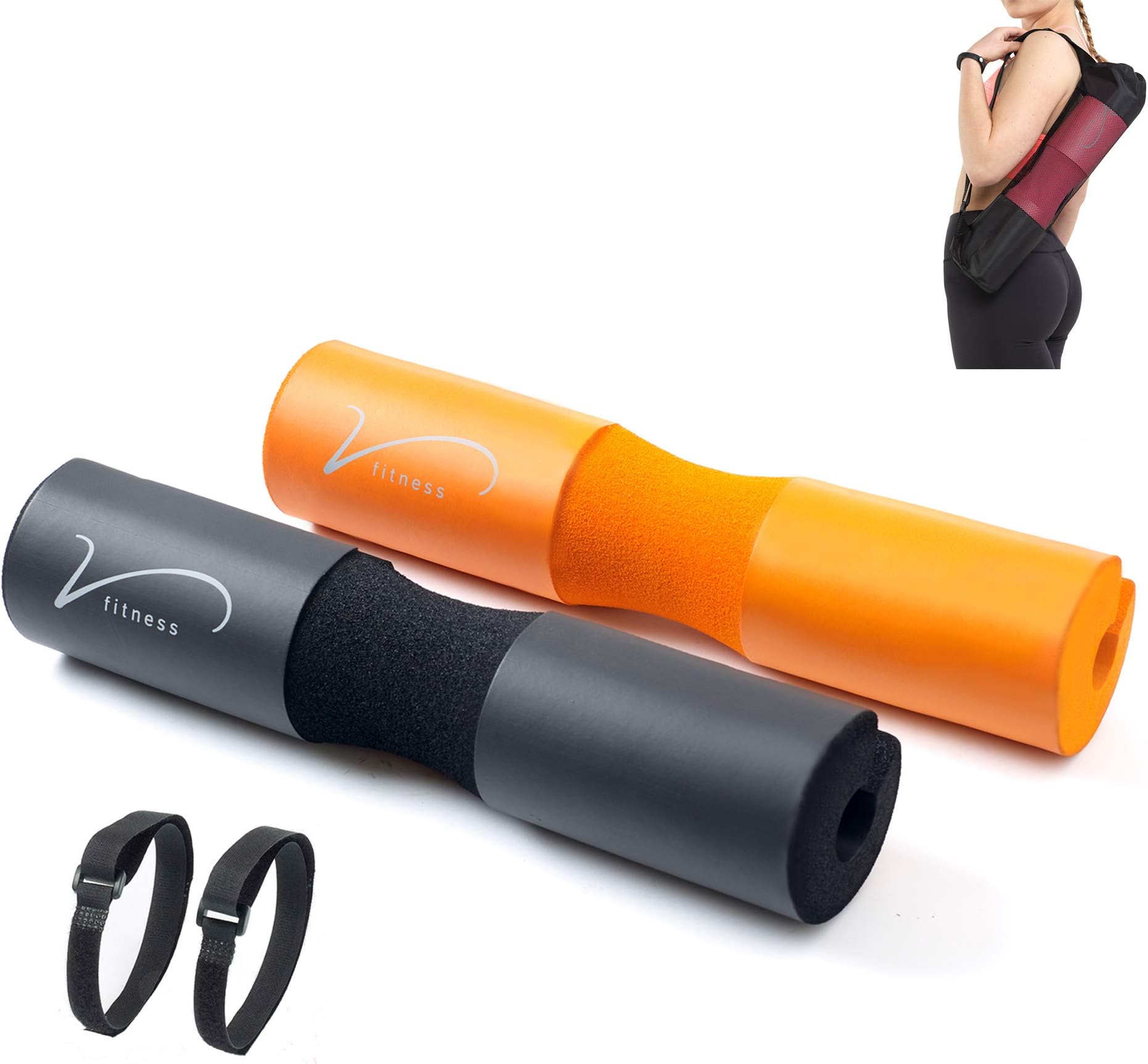 Vida Fitness Barbell Support Squat Pad for Squats Hip Thrusts Lunges & Weight Lifting. Heavy Duty Padding Protects Neck Shoulders and Hips. Fits Standard & Olympic Bar. Securing Straps & Bag Included