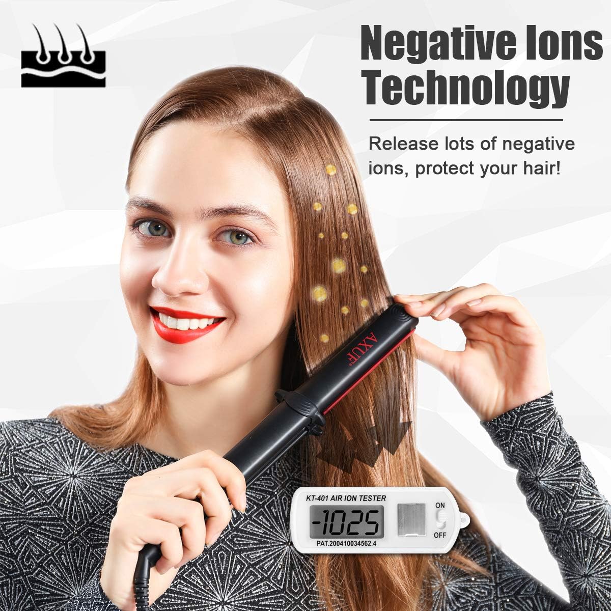 Professional Titanium Flat Iron Hair Straightener and Curler, AXUF 2 in 1 Nano Tourmaline Ceramic Straightener and Curling Iron for All Hair Types with Adjustable Temp, 1 Inch Dual Voltage,Auto Off: Health & Personal Care