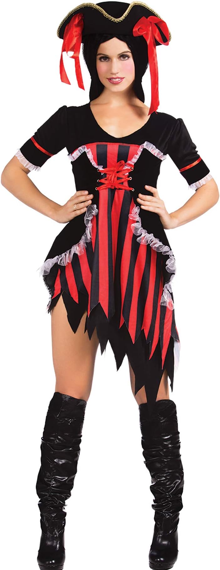 EBS Store Adult Women's Pirate Costume Pirate Party Dress Up with Triangle Buccaneer Hat - S