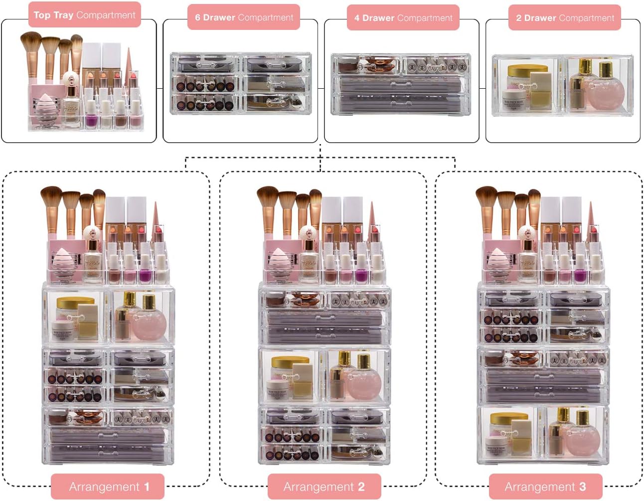 Sorbus Cosmetic Makeup and Jewelry Storage Case Tower Display Organizer - Spacious Design - Great for Bathroom, Dresser, Vanity and Countertop (Clear): Home Improvement