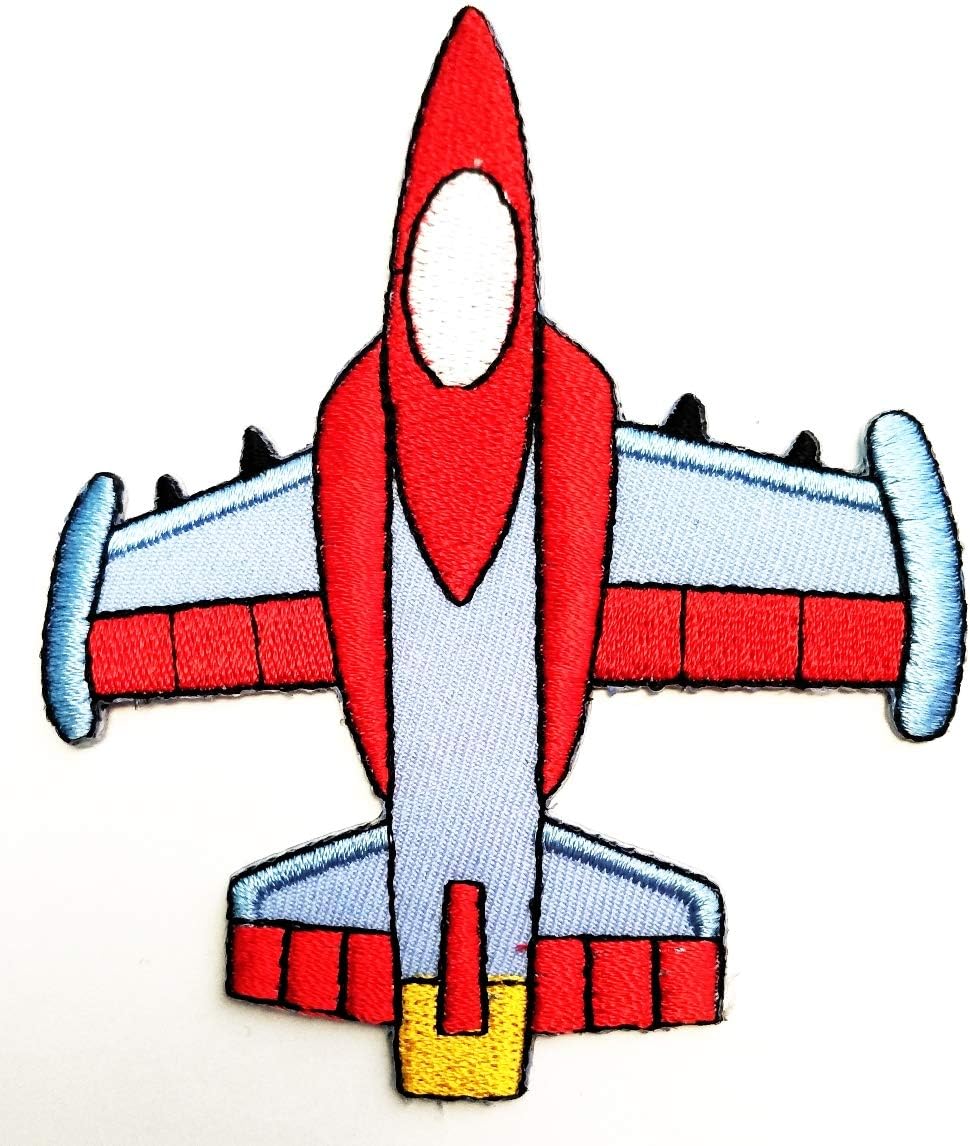 Nipitshop Patches Blue Red Rocket Shark Spaceship Flying Outer Space Planet Universe Cosmos Cartoon Embroidered Iron Patch Sew On Patch Clothes Bag T-Shirt Jeans Biker Badge Applique