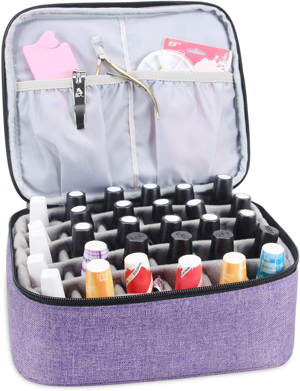 Luxja Nail Polish Storage Box, Nail Polish Storage Organizer, Purple, convient pour 30 bouteilles - Image 4